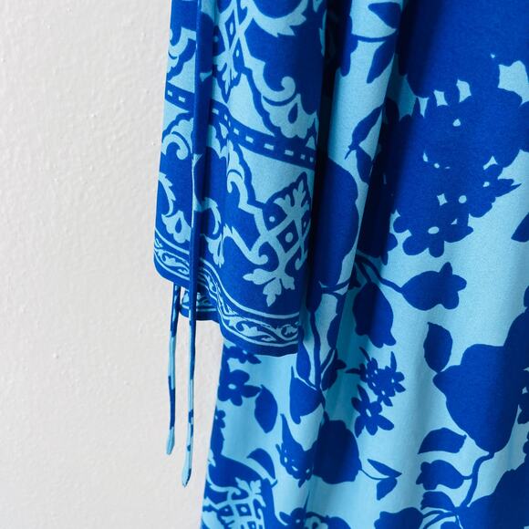 Susan Graver Líquid Knit Size 1X RUNS BIG Babydoll long top blue - Picture 6 of 12